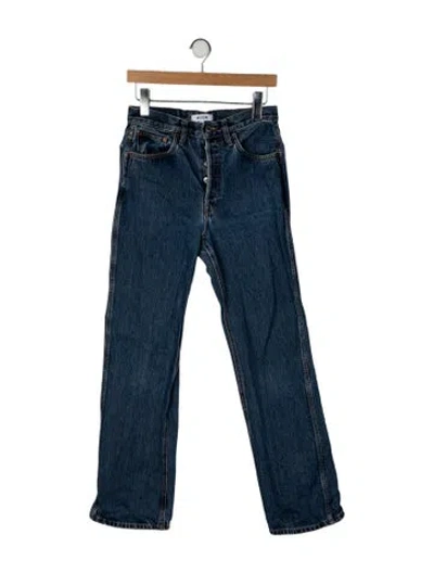 Pre-owned Re/done Mid-rise Straight Leg Jeans In Blue