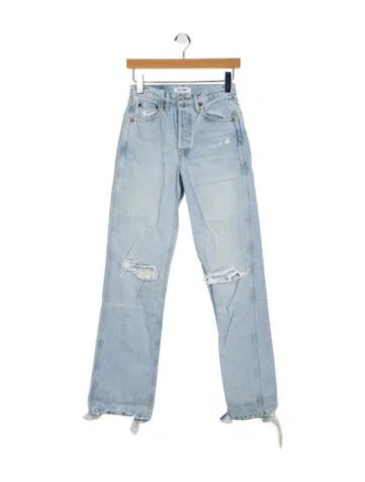 Pre-owned Re/done Mid-rise Straight Leg Jeans In Blue