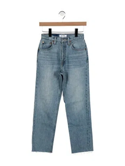 Pre-owned Re/done Mid-rise Straight Leg Jeans In Blue