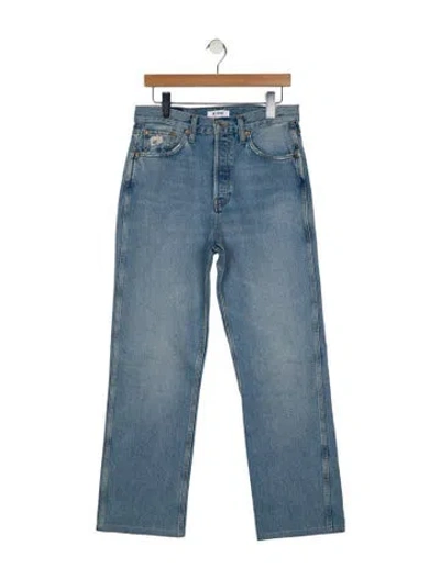 Pre-owned Re/done Mid-rise Straight Leg Jeans In Blue