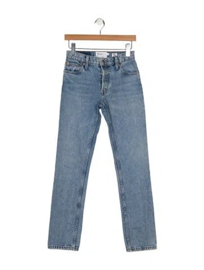 Pre-owned Re/done Mid-rise Straight Leg Jeans In Blue