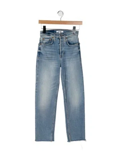 Pre-owned Re/done Mid-rise Straight Leg Jeans In Blue