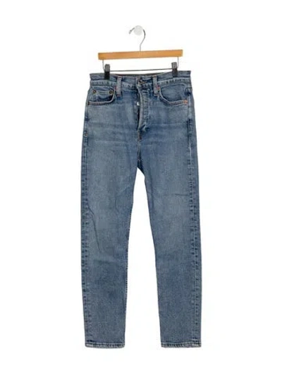 Pre-owned Re/done Mid-rise Straight Leg Jeans In Blue