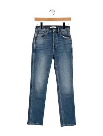 Pre-owned Re/done Mid-rise Straight Leg Jeans In Blue
