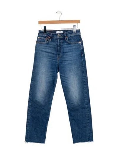 Pre-owned Re/done Mid-rise Straight Leg Jeans In Blue