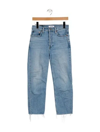 Pre-owned Re/done Mid-rise Straight Leg Jeans In Blue
