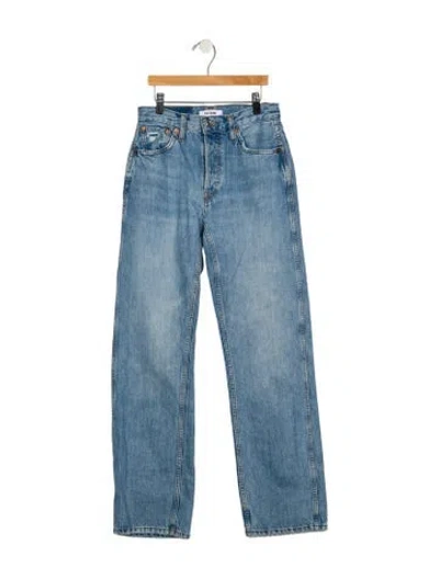 Pre-owned Re/done Mid-rise Straight Leg Jeans In Blue