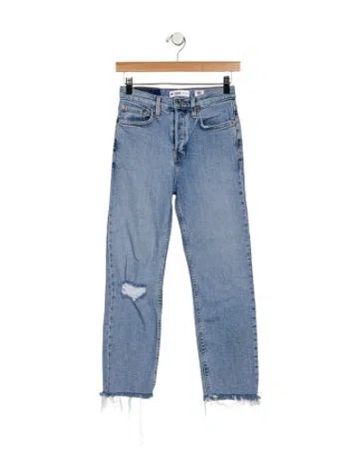 Pre-owned Re/done Mid-rise Straight Leg Jeans In Blue