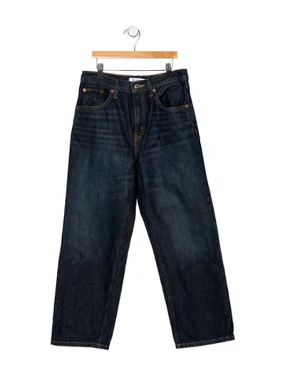 Pre-owned Re/done Mid-rise Straight Leg Jeans In Blue