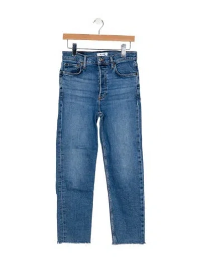 Pre-owned Re/done Mid-rise Straight Leg Jeans In Blue