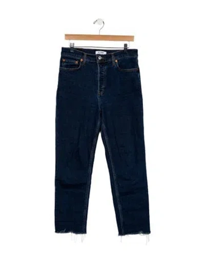 Pre-owned Re/done Mid-rise Straight Leg Jeans In Blue