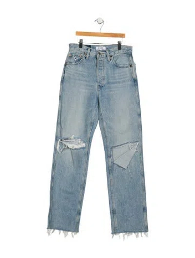 Pre-owned Re/done Mid-rise Straight Leg Jeans In Blue