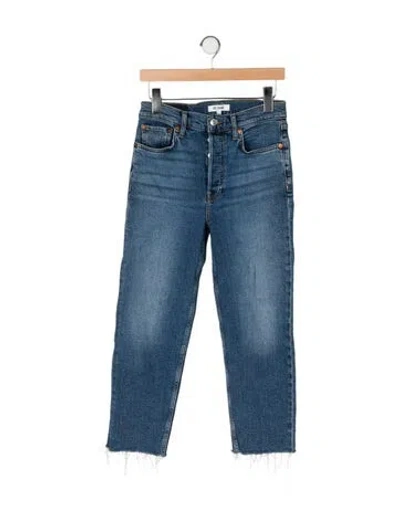 Pre-owned Re/done Mid-rise Straight Leg Jeans In Blue
