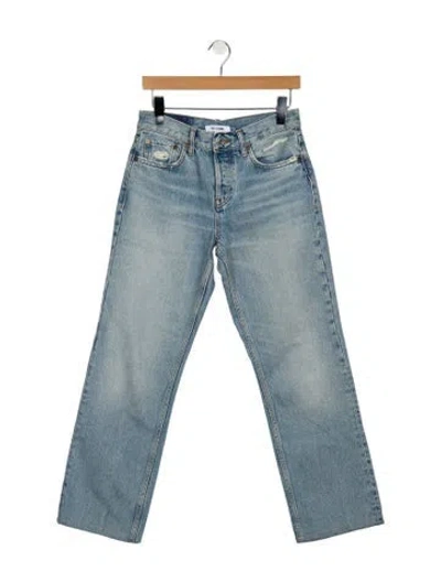 Pre-owned Re/done Mid-rise Straight Leg Jeans In Blue