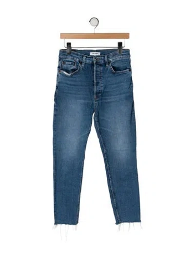 Pre-owned Re/done Mid-rise Straight Leg Jeans In Blue