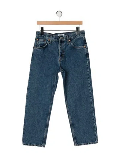 Pre-owned Re/done Mid-rise Straight Leg Jeans In Blue