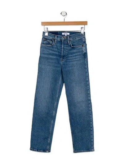 Pre-owned Re/done Mid-rise Straight Leg Jeans In Blue