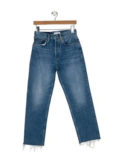 Pre-owned Re/done Mid-rise Straight Leg Jeans In Blue