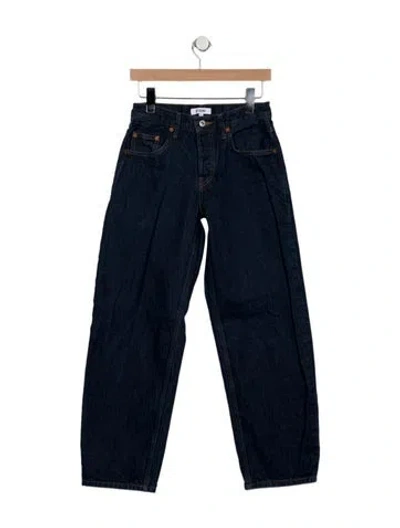 Pre-owned Re/done Mid-rise Straight Leg Jeans In Blue