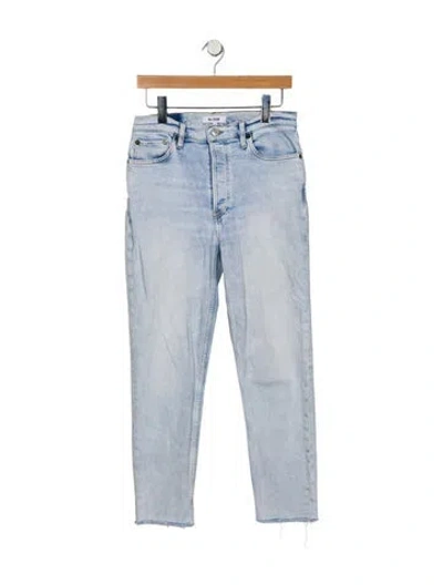 Pre-owned Re/done Mid-rise Straight Leg Jeans In Blue