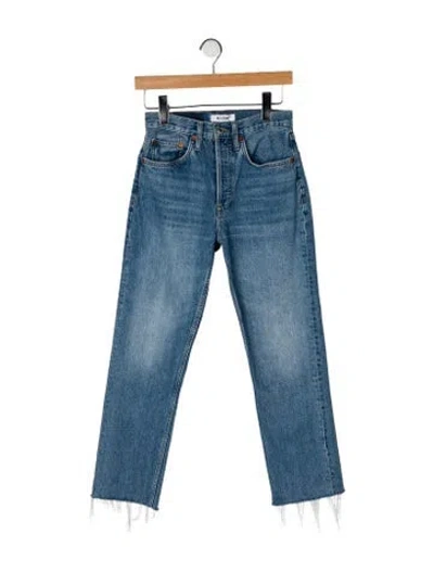 Pre-owned Re/done Mid-rise Straight Leg Jeans In Blue