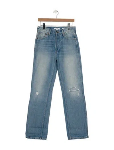 Pre-owned Re/done Mid-rise Straight Leg Jeans In Blue