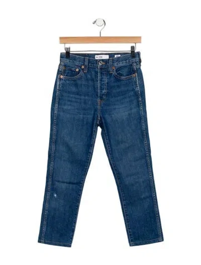 Pre-owned Re/done Mid-rise Straight Leg Jeans In Blue