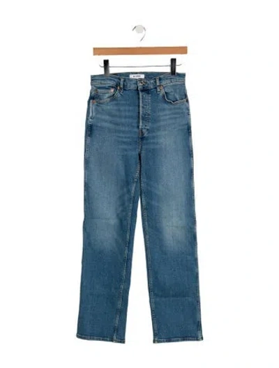 Pre-owned Re/done Mid-rise Straight Leg Jeans In Blue