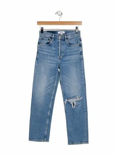 Pre-owned Re/done Mid-rise Straight Leg Jeans In Blue
