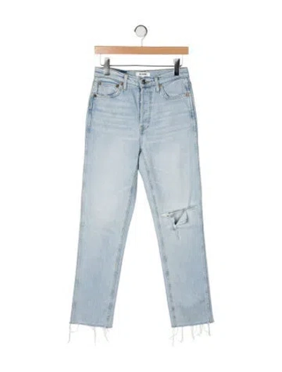 Pre-owned Re/done Mid-rise Straight Leg Jeans In Blue