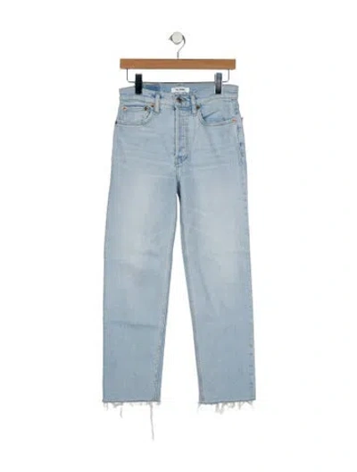 Pre-owned Re/done Mid-rise Straight Leg Jeans In Blue