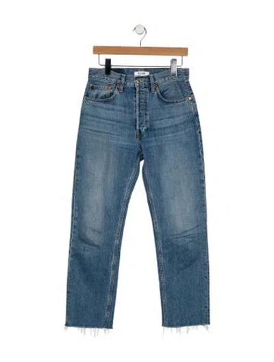 Pre-owned Re/done Mid-rise Straight Leg Jeans In Blue