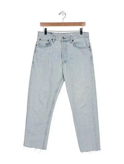 Pre-owned Re/done Mid-rise Straight Leg Jeans In Blue