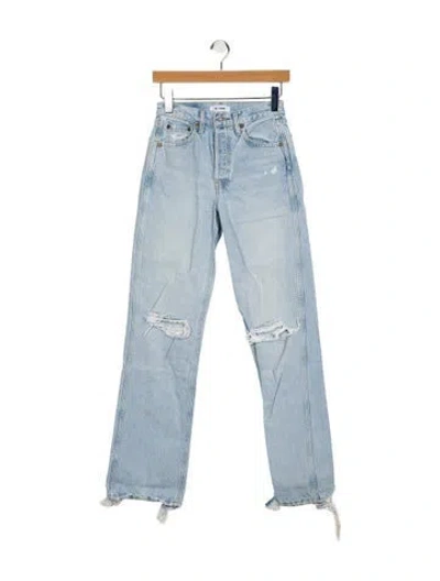Pre-owned Re/done Mid-rise Straight Leg Jeans In Blue