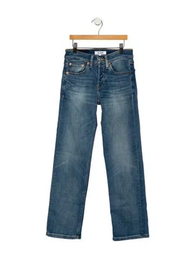 Pre-owned Re/done Mid-rise Straight Leg Jeans In Blue