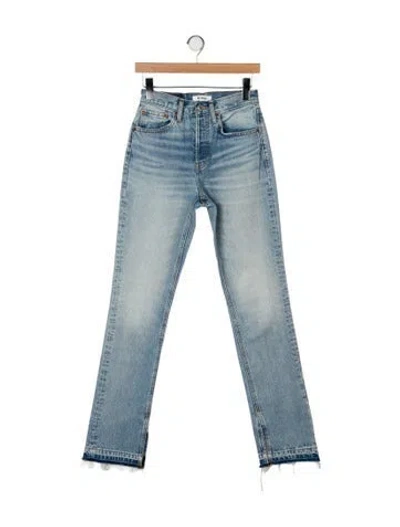 Pre-owned Re/done Mid-rise Straight Leg Jeans In Blue