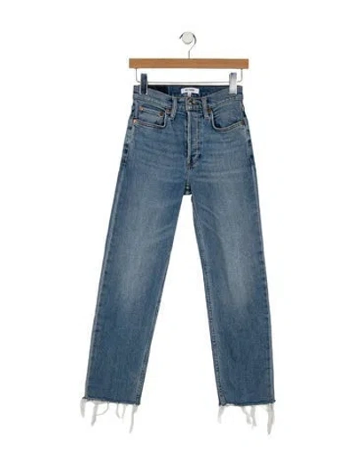Pre-owned Re/done Mid-rise Straight Leg Jeans In Blue