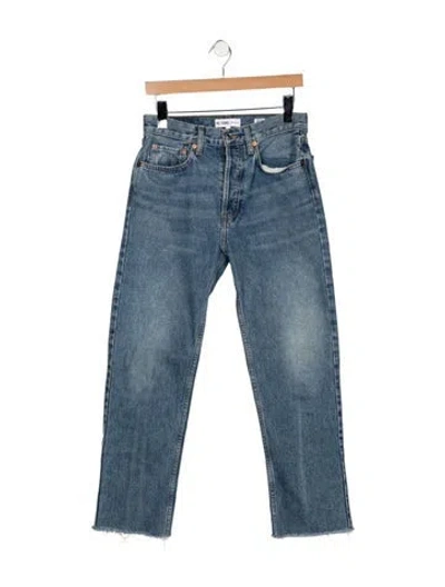 Pre-owned Re/done Mid-rise Straight Leg Jeans In Blue