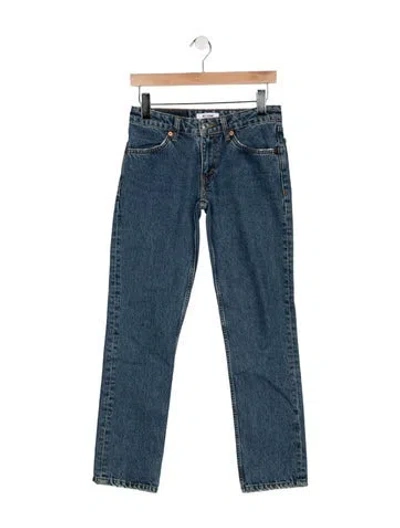 Pre-owned Re/done Mid-rise Straight Leg Jeans In Blue