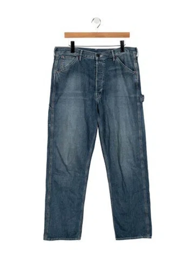 Pre-owned Re/done Mid-rise Straight Leg Jeans In Blue