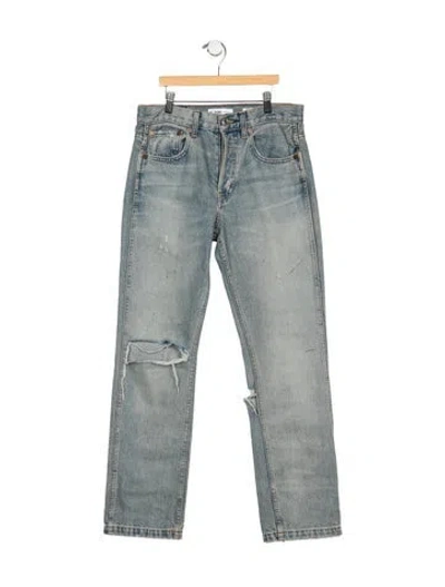 Pre-owned Re/done Mid-rise Straight Leg Jeans In Blue