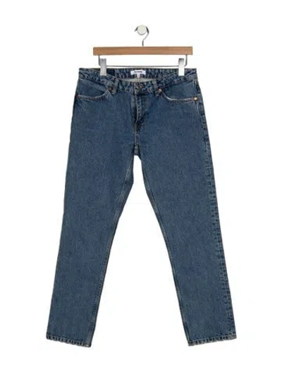 Pre-owned Re/done Mid-rise Straight Leg Jeans In Blue