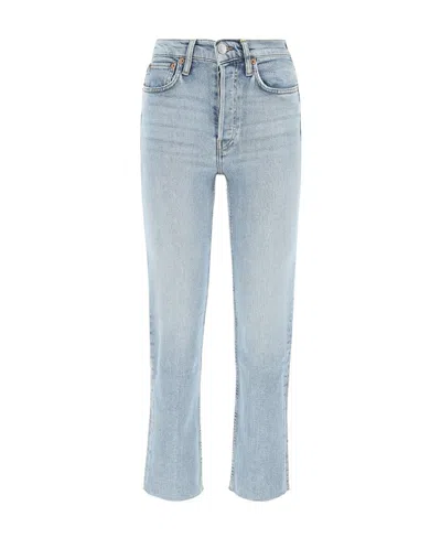 Re/done Mid-rise Straight Leg Jeans In Blue