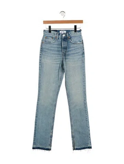 Pre-owned Re/done Mid-rise Straight Leg Jeans In Blue