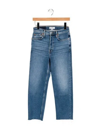 Pre-owned Re/done Mid-rise Straight Leg Jeans In Blue