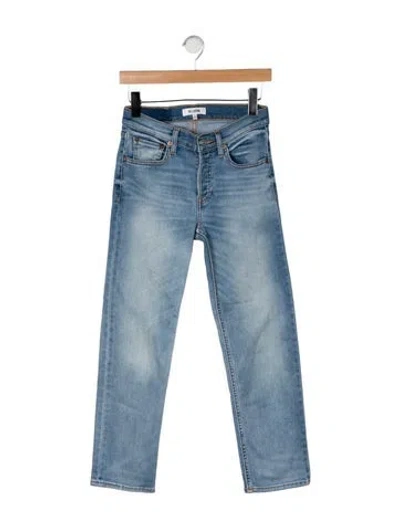 Pre-owned Re/done Mid-rise Straight Leg Jeans In Blue