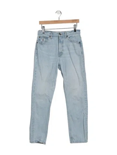 Pre-owned Re/done Mid-rise Straight Leg Jeans In Blue