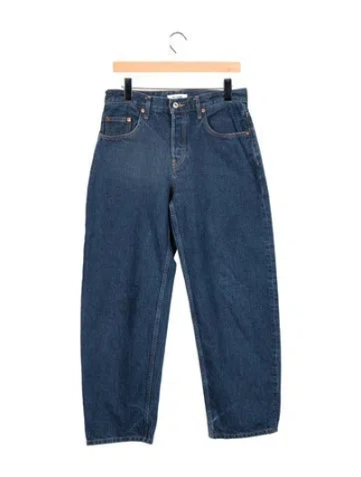 Pre-owned Re/done Mid-rise Straight Leg Jeans In Blue