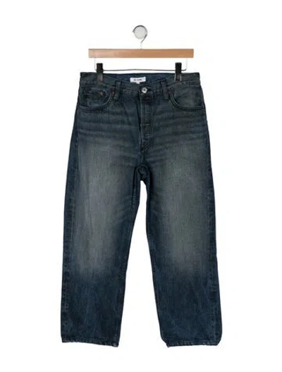 Pre-owned Re/done Mid-rise Straight Leg Jeans In Blue