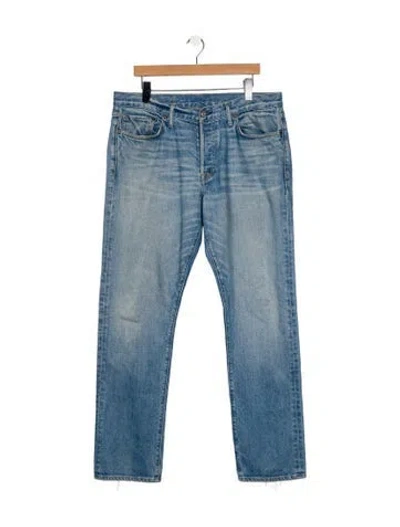 Pre-owned Re/done Mid-rise Straight Leg Jeans In Blue
